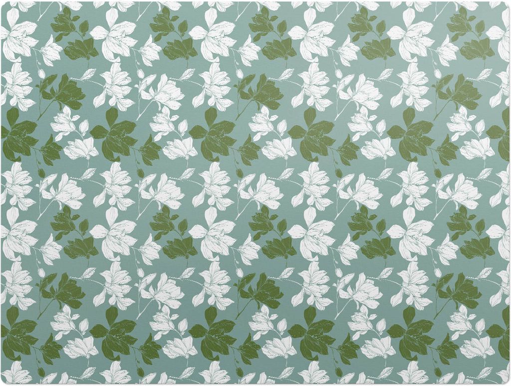 Blättriges florales Muster – Bodenschutzmatte – Stuhlunterlage 120x90 cm – Rutschfest – Hartbodenmatte