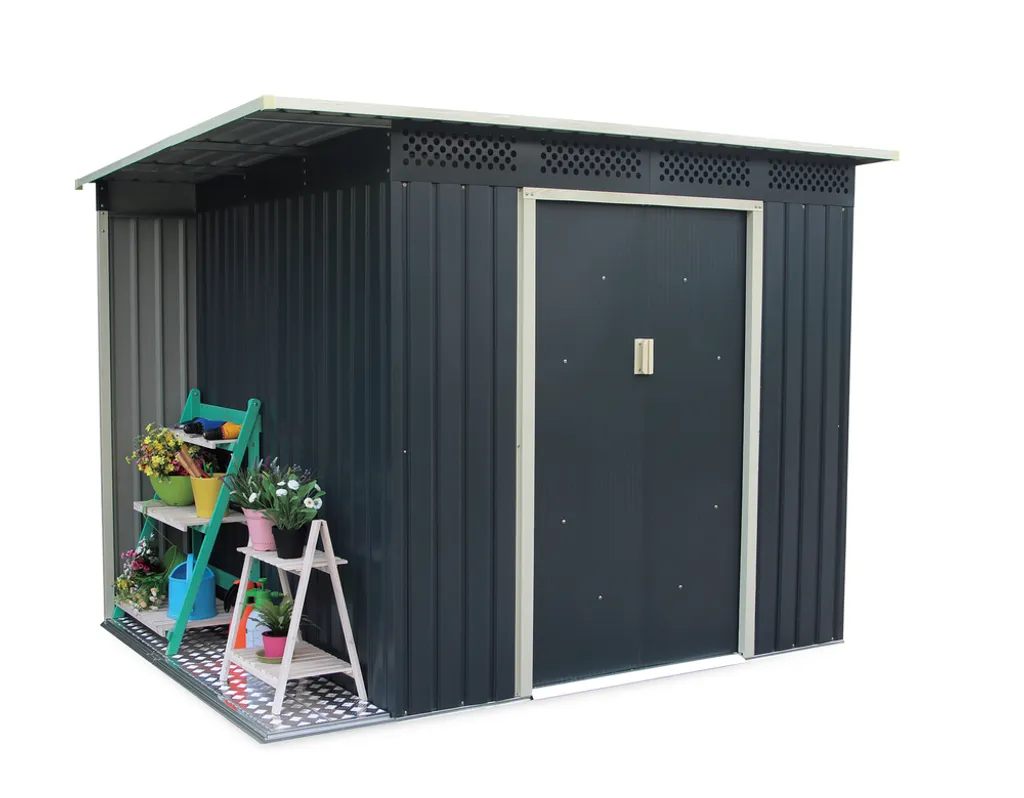 Abri de jardin métal gris 247x117 cm pour rangement outils et vélos