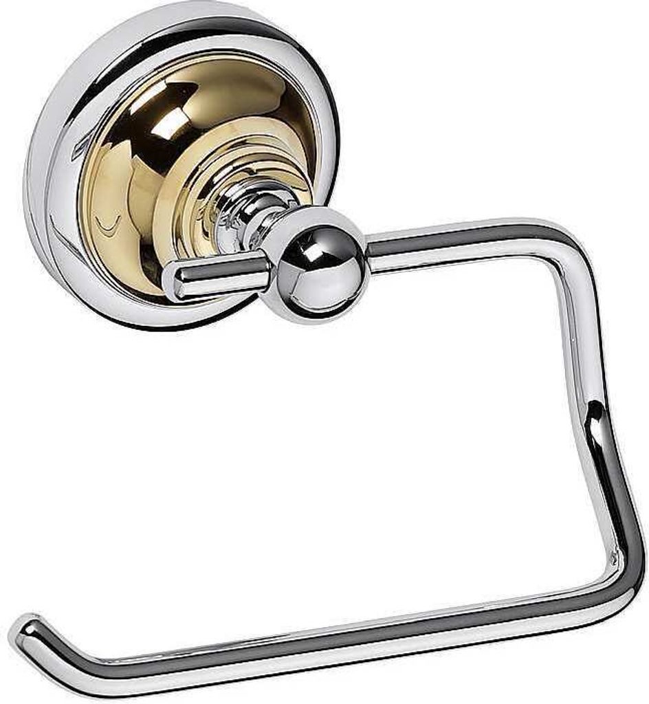 BETRO GOLD Papierrollenhalter ohne Deckel Messing Gold Chrom 135x100x90 mm für Bad & WC >> zum Bohren