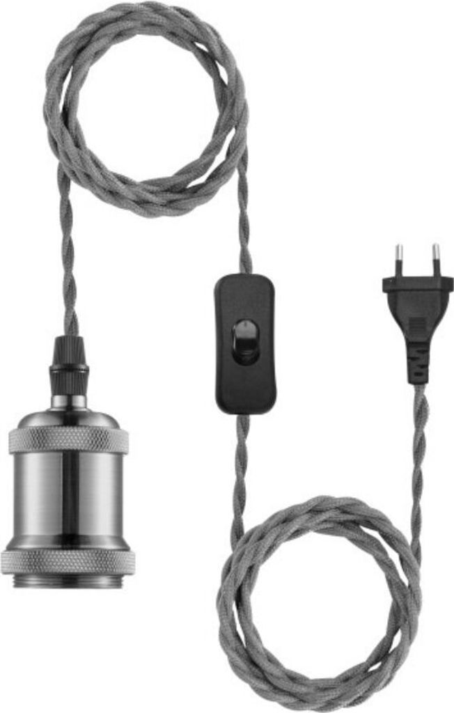 LeuchtenDirekt Pendelleuchte Hold It Silber max. 40W E27 ohne Leuchtmittel mit Schalter + Stecker