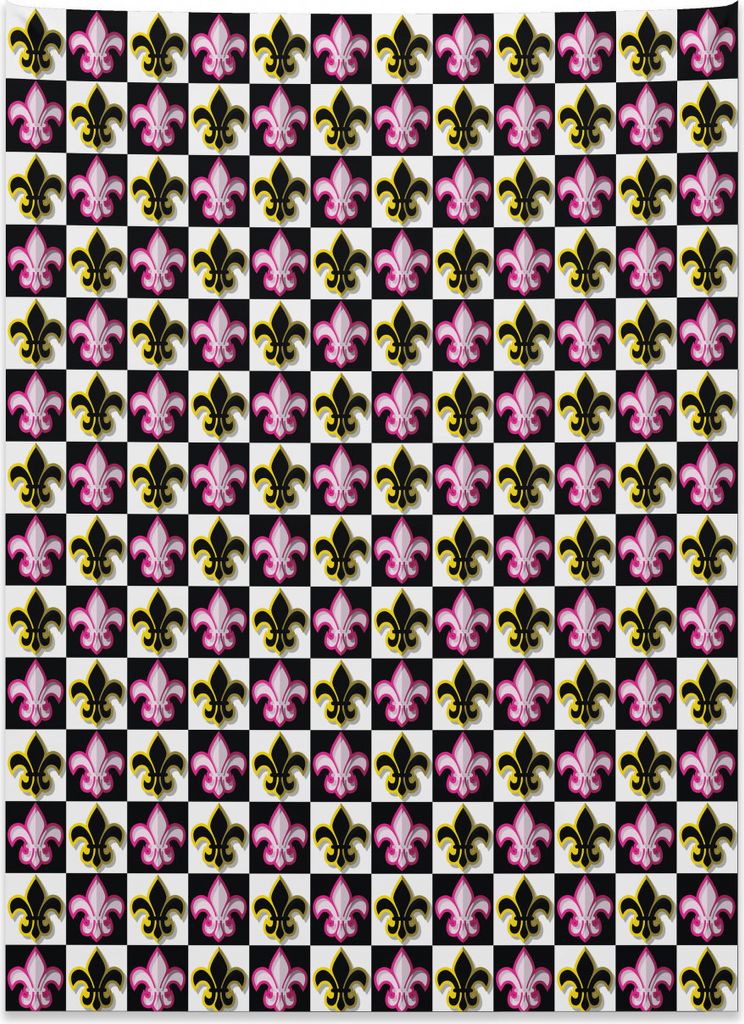 Abakuhaus Fleur De Lis Wandteppich, Karierte Pop Art aus Weiches Mikrofaser Stoff Kein Verblassen Klare Farben Waschbar, 110 x 150 cm, Mehrfarbig