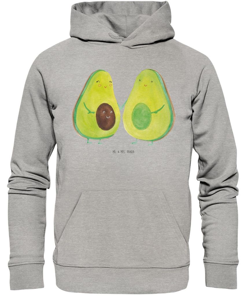 Mr. & Mrs. Panda Nachhaltiger Hoodie Avocado Pärchen Größe XS - Heather Grey - Geschenk, Liebe, Pulli, Familie, Geburt, Pullover, Babyshower, Ka...