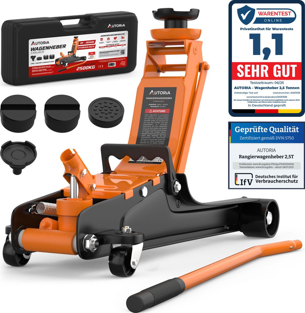 Hydraulischer Wagenheber 2,5T PKW Autoheber Rangierwagenheber mit Koffer Orange