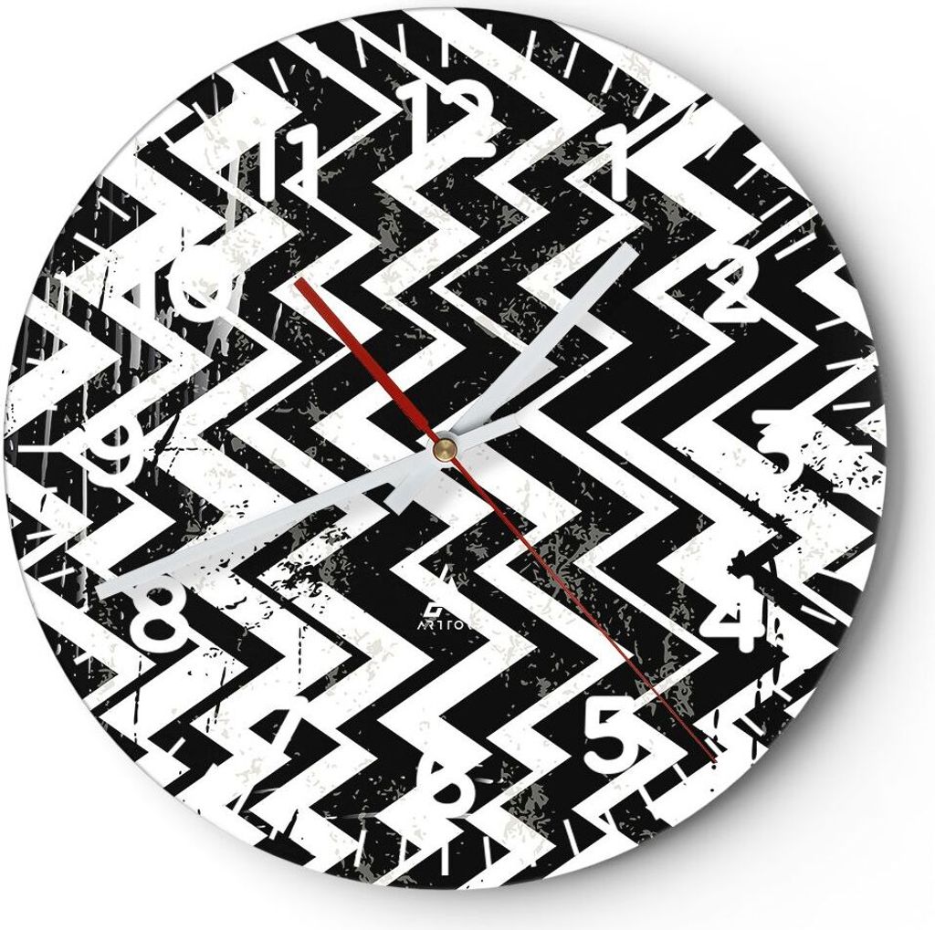 Wanduhr - Rund - Glasuhr - Abstraktion modern - 30x30cm - Schleichendes Uhrwerk - Lautlos - zum Aufhängen bereit - Dekoration Modern - Wanddekorat...