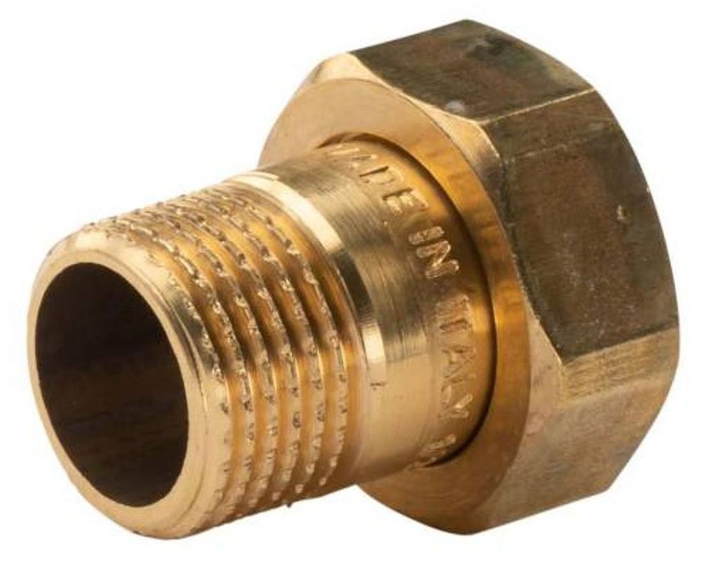 Messing Gewinde-Fitting Schaft flachdichtend mit Kappe Produktbild 