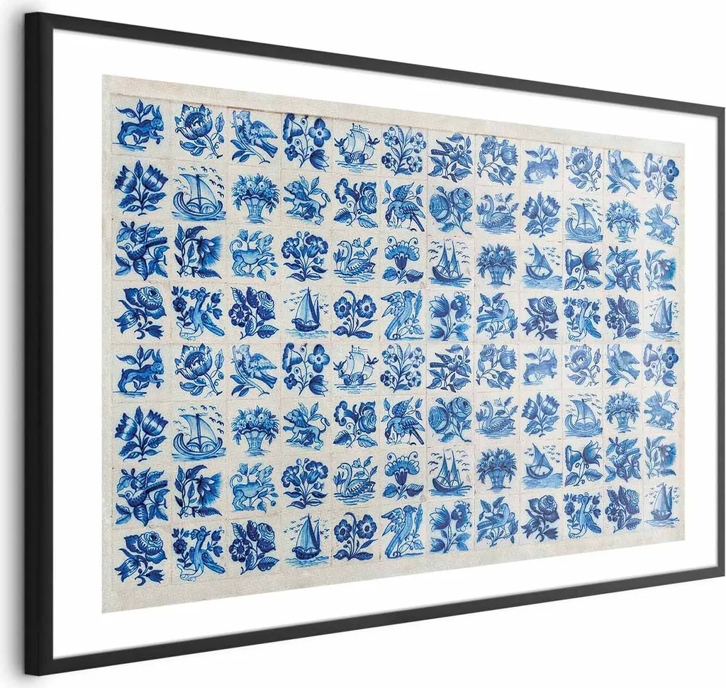 Poster Azulejos 60x40 cm - Cornice Nera Elegante con Margine Bianco