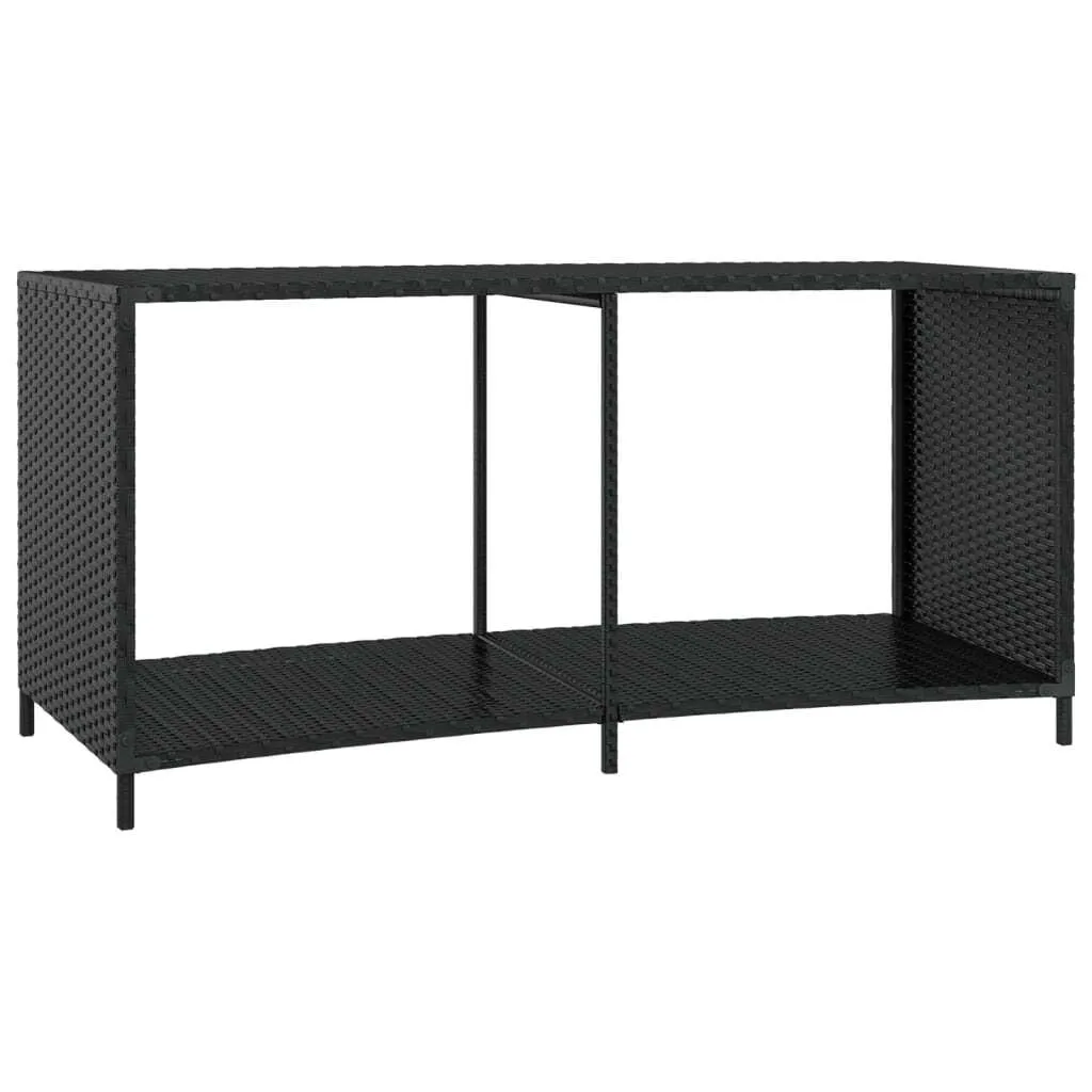 Étagères d'extérieur pour balcon et terrasse en poly rotin noir