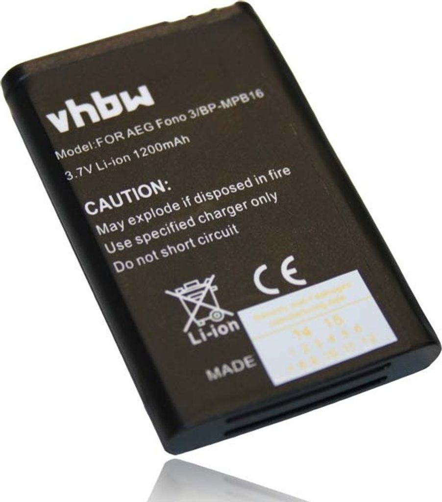 vhbw Akku Ersatz für Doro BP-MPB16, DR11-2009, HARE, DR6-2009 für Handy Smartphone Telefon (1200 mAh, 3,7 V, Li-Ion)