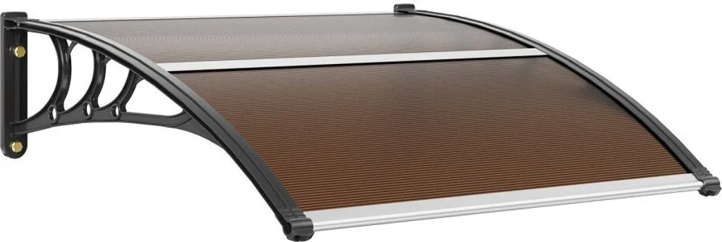 Tettoia per porta d'ingresso 965 x 1017 mm - Tettoia UF50+ - Pellicola di protezione solare in PC - Tettoia per porta d'ingresso - Lastra in PC + staffa in ABS + connettore in alluminio - Tettoia a foglia resistente ai raggi UV - Tettoia per porta d'ingresso - Tettoia a foglia - 1
