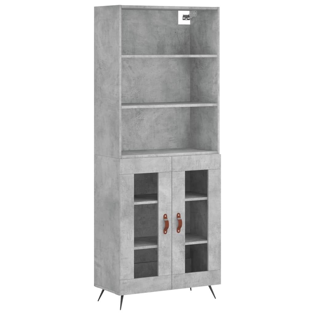 SYFAX Highboard Betongrau 69,5x34x180 cm Holzwerkstoff