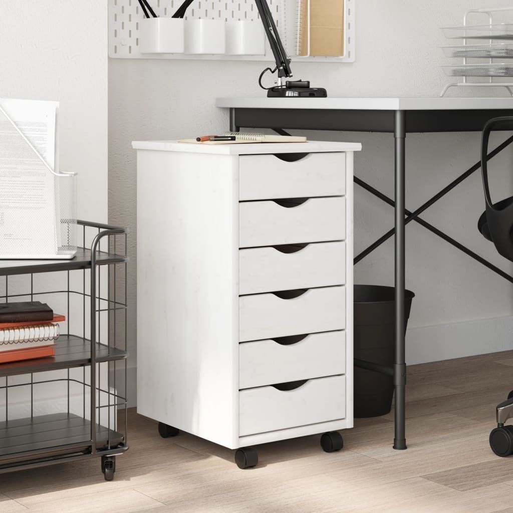 (Robust Möbel)Rollschrank mit Schubladen MOSS Weiß Massivholz Kiefer Promotion806282 - Kommoden