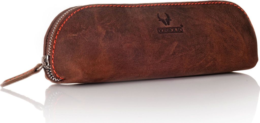 Donbolso Federmäppchen Leder, Hochwertiges Federmäppchen aus Leder für Erwachsene, Robust und langlebig, Ideal für Büro und Schule - 19,5 x 16...