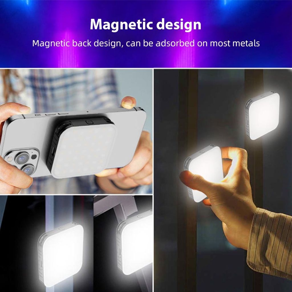 Magnetisches RGB-Videolicht im Taschenformat, Fuelllicht fuer Fotografie, 2500 K šC 9000 K, dimmbar, 20 Lichteffekte, Videokonferenzlicht fuer Com...