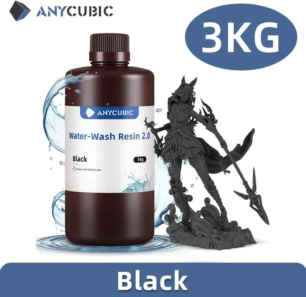 Résine lavable à l'eau noire 3kg haute précision pour imprimante 3D LCD