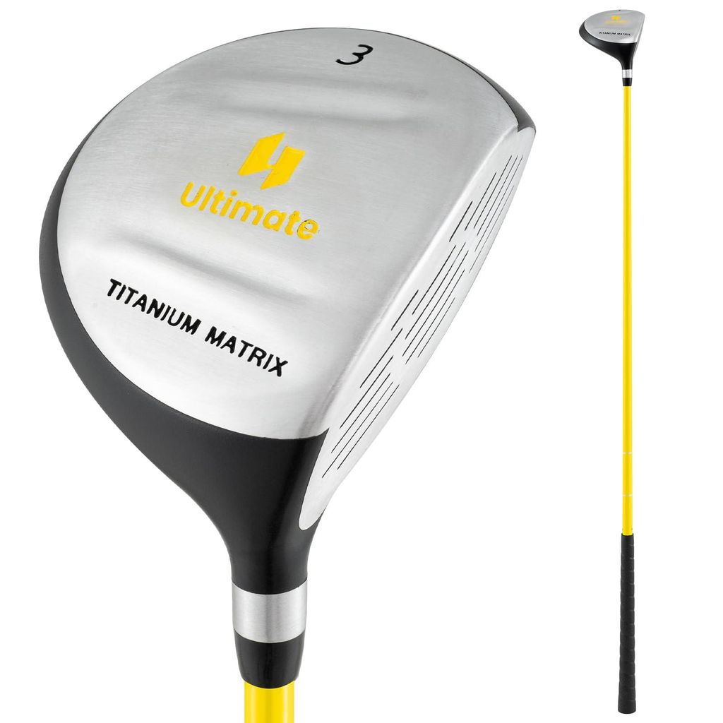 GOPLUS Fairway 3 Golfschläger Holz, 86 cm Golfschläger für 8-10 jährige Rechtshänder, aus Aluminiumlegierung mit Schlägerhaube, Gelb