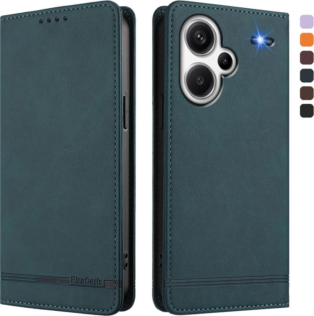 Hülle für Xiaomi Redmi Note 13 Pro+, Retro Kunstleder Ständer Klapphülle mit Kartenfächer und Magnetische Grün