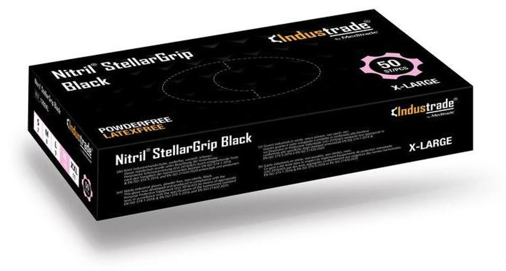 Industrade unisex Einmalhandschuhe Nitril StellarGrip Black schwarz Größe XL 50 St.