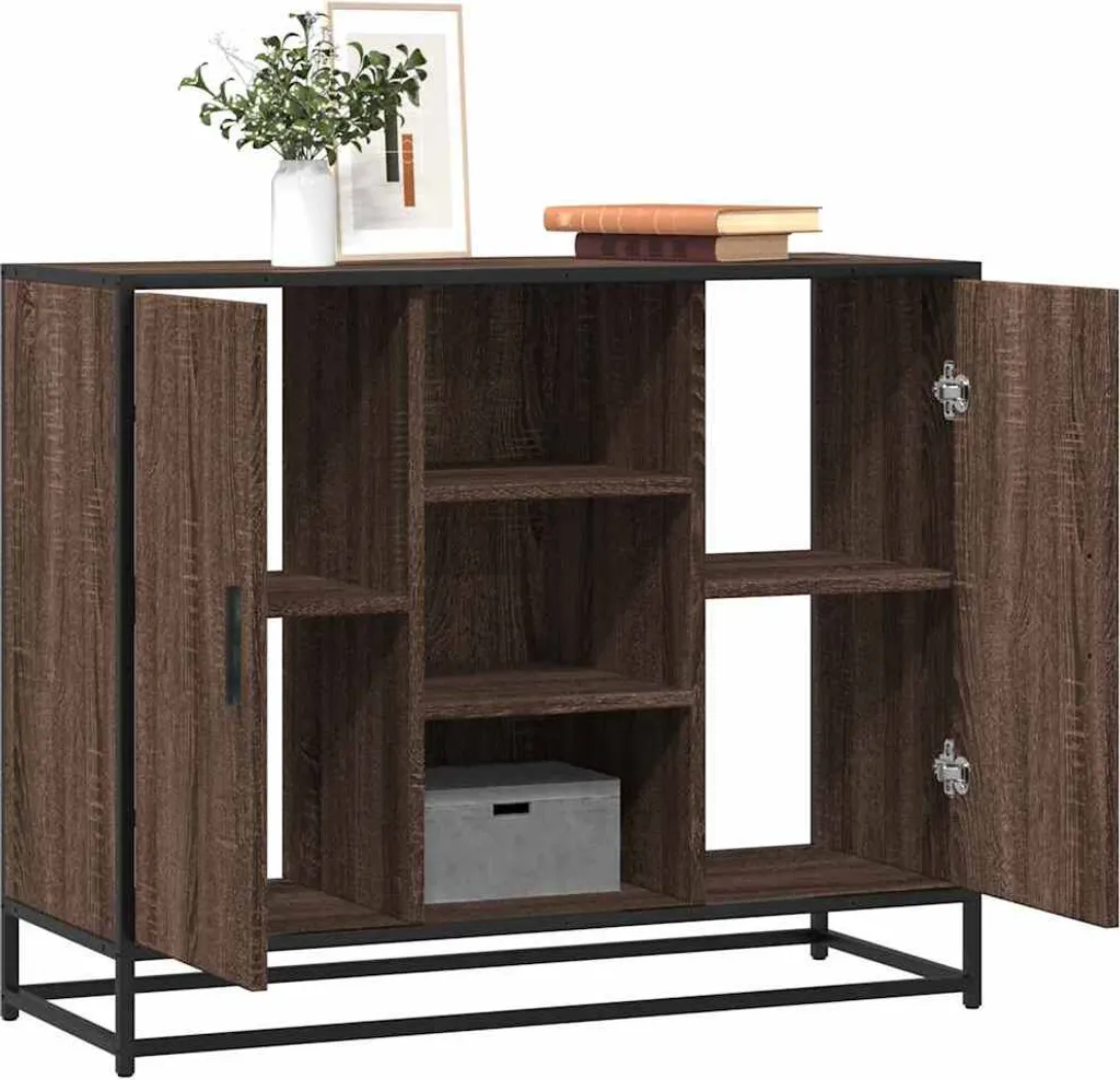 Mobile Buffet Maison Exclusive Rovere Marrone 92x35x76 cm Metallo