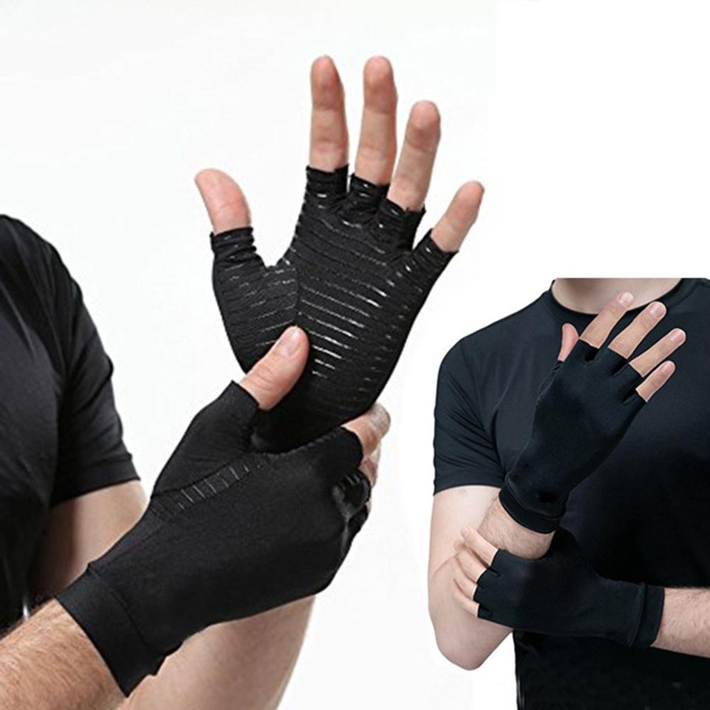 Paar Kupfer-Arthritis-Handschuhe, Kupfer-Kompressionshandschuhe für Arthritis, fingerlose Sporthandschuhe