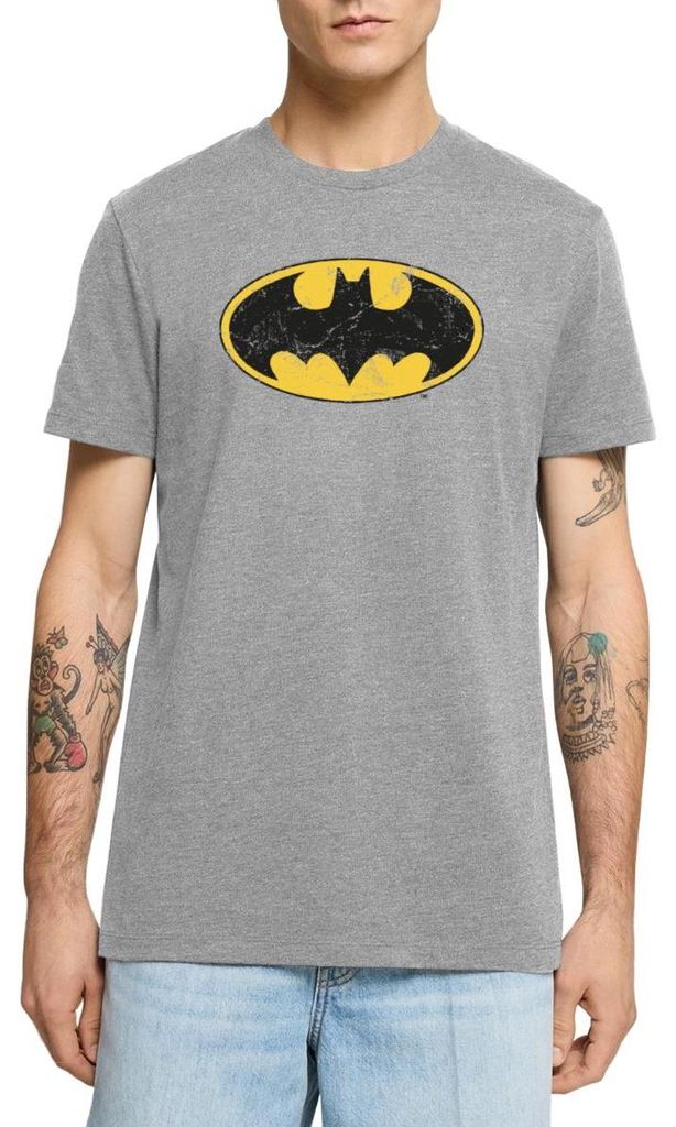 Spreadshirt DC Comics Batman Logo Used Look Karneval Männer Premium T-Shirt, XL, Grau meliert