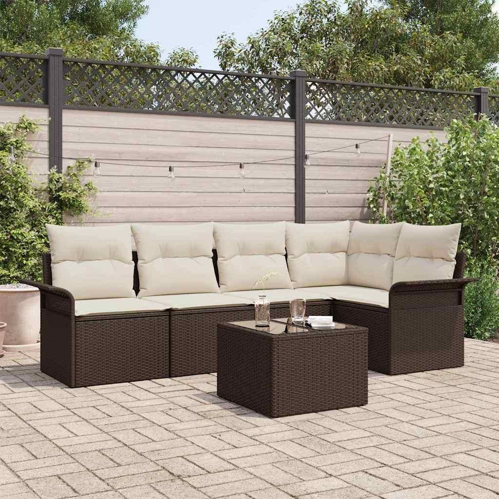 Maison Exclusive - Gartensofa-set mit Speicher 6 pcs Braun Poly-Rattan