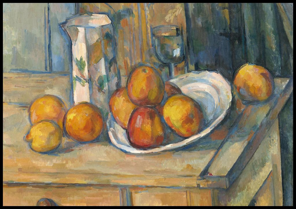 Plakat 100x70cm Stillleben mit Milchkännchen und Obst, Paul Cezanne