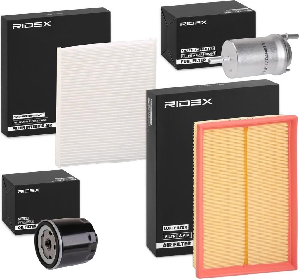 RIDEX Filterset Inspektionspaket Filtersatz für VW Golf V Schrägheck (1K1) POLO (9N) Polo Limousine (9A4, 9A2, 9N2, 9A6) Polo Limousine (9N4) fü...