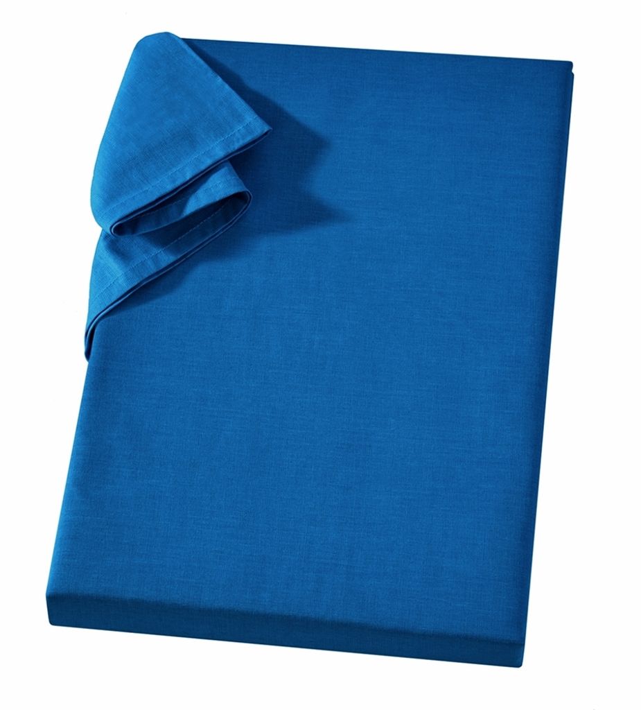 Linon Betttuch aus 100% Baumwolle ohne Gummizug Royalblau 240 x 260 cm