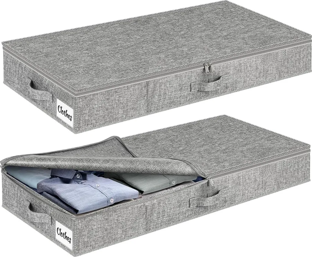Boîtes de Rangement Minces 12cm - Lot de 2 pour Sommier et Vêtements