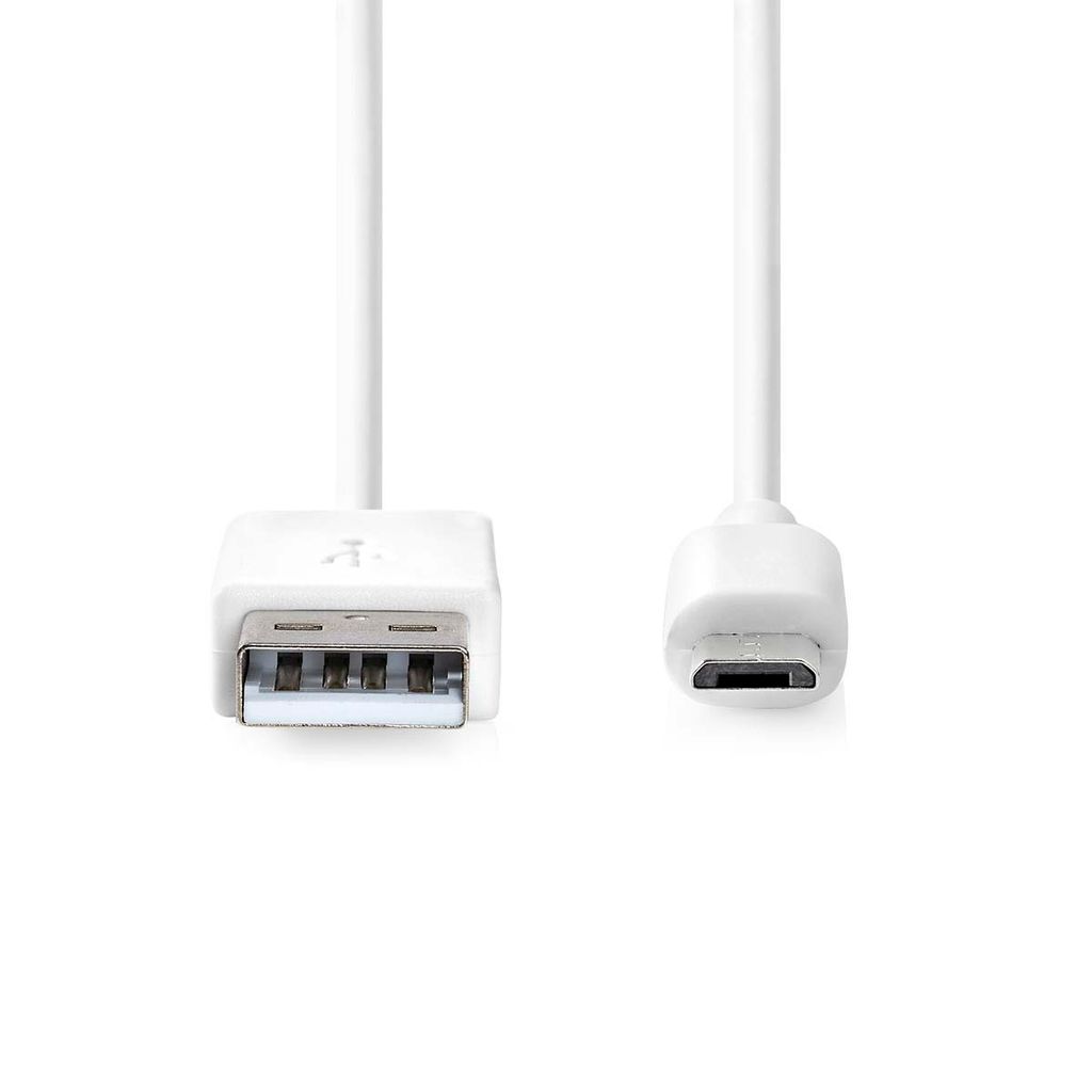 Nedis USB-Kabel - USB 2.0 - USB-A Stecker - USB Micro-B Stecker - 480 Mbps - Vernickelt - 2.00 m - Rund - PVC - Weiss - Box