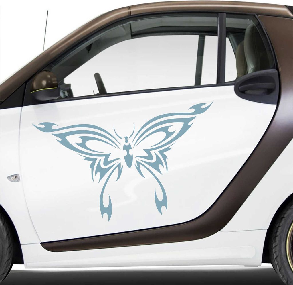 Aufkleber - Autoaufkleber-Set Schmetterling Tribal, 2 Stk. je 100cm x 59cm pastelltürkis - Tuning Carystyling Heckscheibe Auto