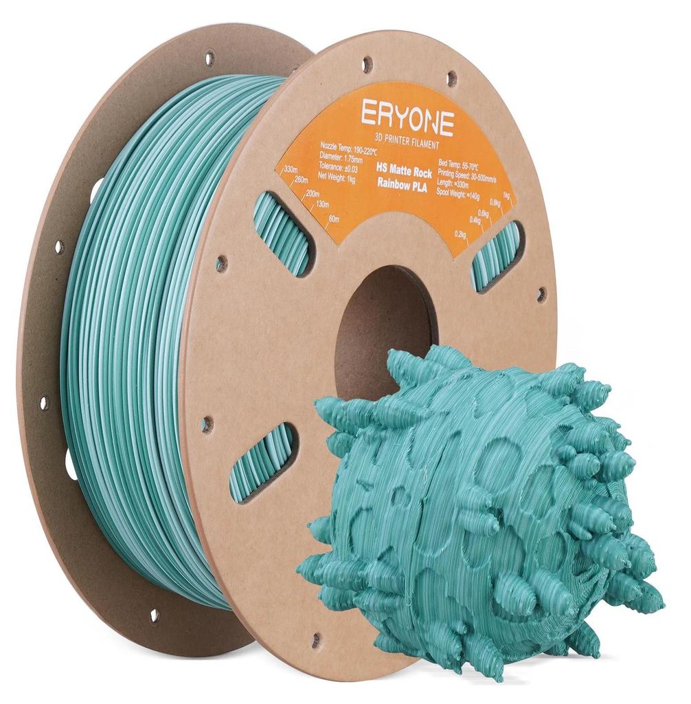 Matte Rock Rainbow - PLA 3D-Drucker Filament - Matt mehrfarbig Rainbow - 1 kg Spule - Hohe Druckgeschwindigkeit - Frosted Mint