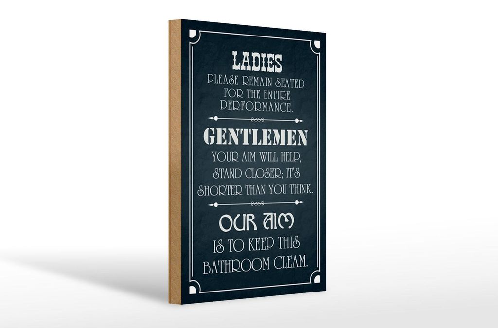 Holzschild Spruch 20x30cm Ladies Gentlemen Badezimmer