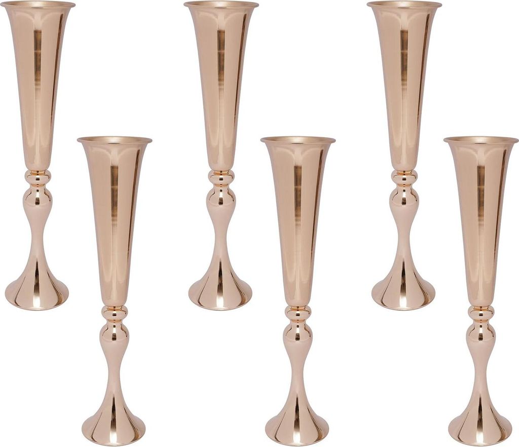 Metall Tischvase Blumenständer - Tafelaufsatz - 6er Set - Höhe 56 cm - Eisen - Vergoldete Oberfläche - Europäischer Stil - Größe L - Gelb