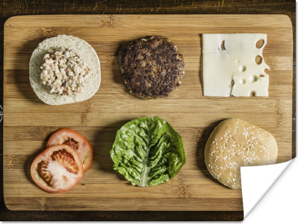 MuchoWow Poster Ein Schneidebrett mit Gemüse darauf 80x60 cm - Kunst für zu Hause