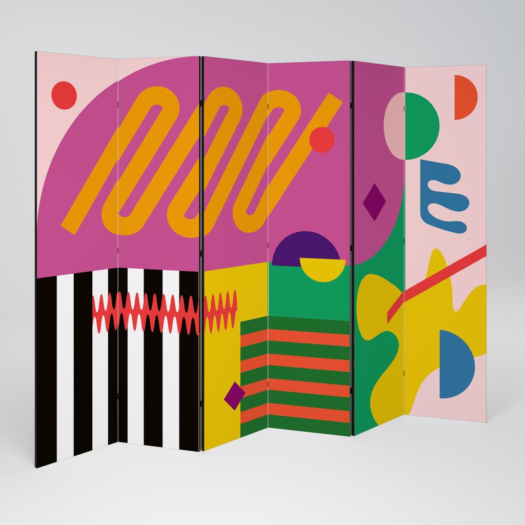 SpaceRebels Paravent Raumteiler - 6-teilig Raumtrenner, Druck 1-Seite - Raumtrenner - Trennwand Wohnung - Room Divider - Spanische Wand Deko Modern...