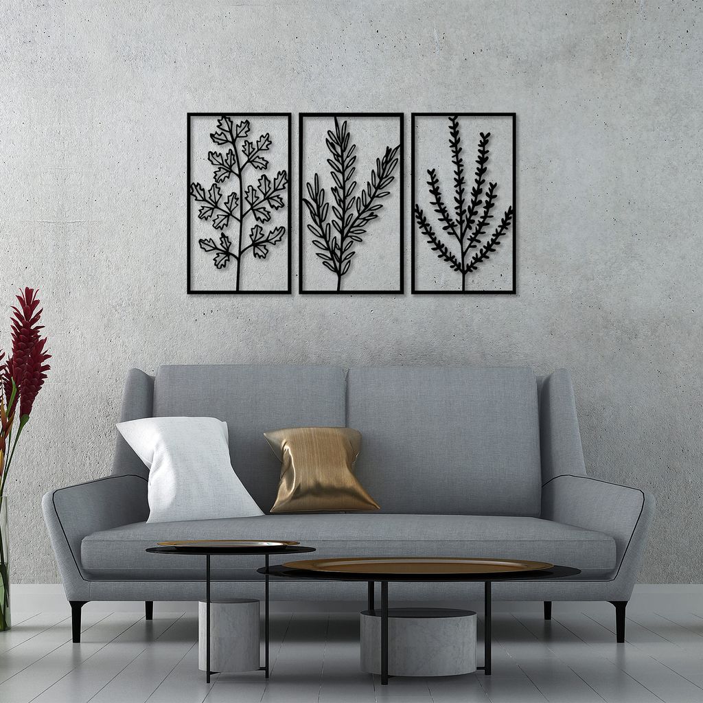 Wallity, Flowers- SKL2381, Schwarz, Sonstige Wohndekorationen, 40 x 70 cm, 100% Metall (Dicke: 1