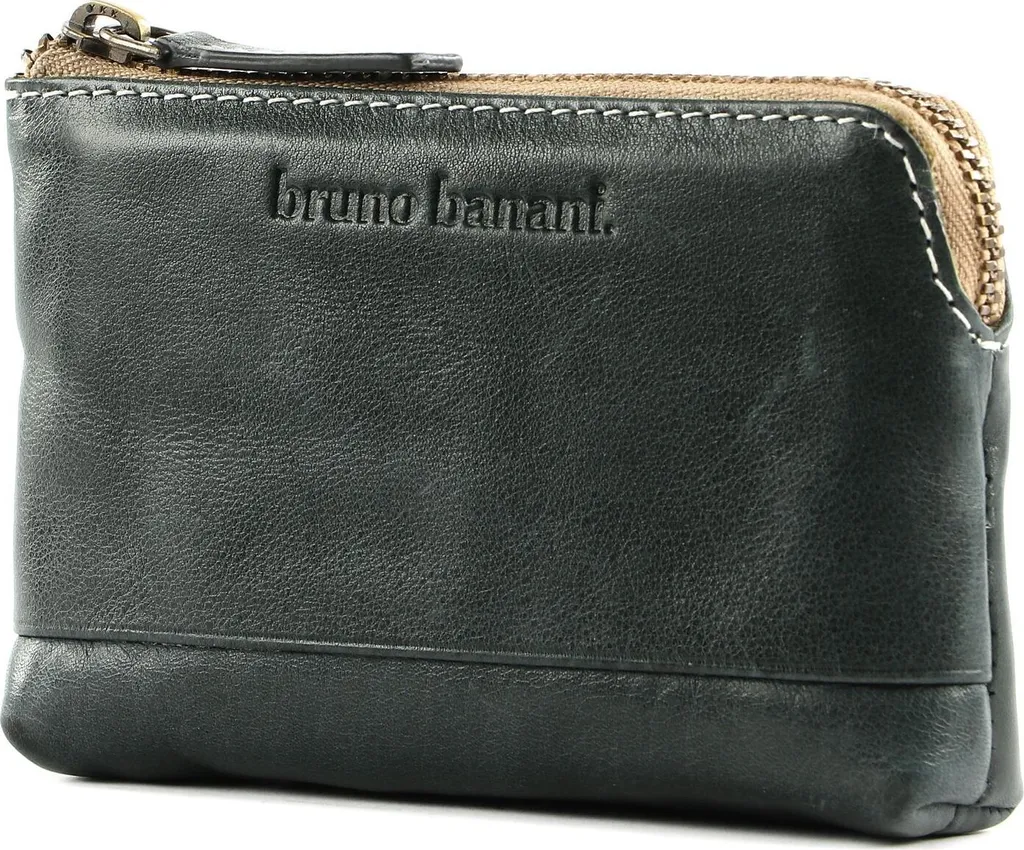 Portachiavi Uomo bruno banani Pelle Nera - Key Case con Tasca Carte