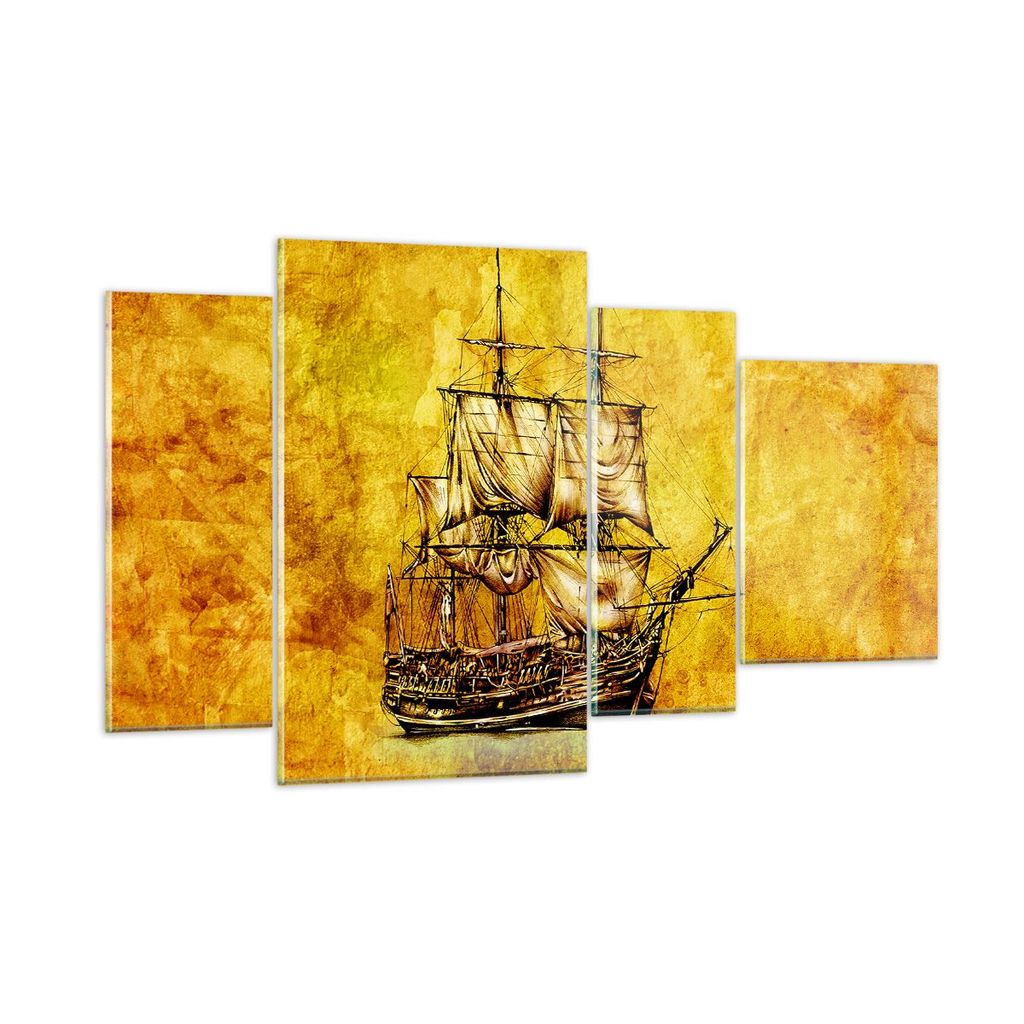 Bilder auf glas - Piratenschiff Ozean Schatz - 120x70cm - Glasbilder - Wandbilder - Kunstdruck - zum Aufhängen bereit - Wanddekoration aus Glas - ...