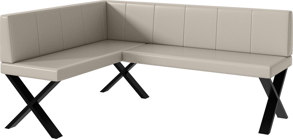 MEBLINI Eckbank für Esszimmer - Küchenbank - Essecke - Sitzecke Küche - PETER - X-Beine 128x168x87cm Links - Beige Kunstleder