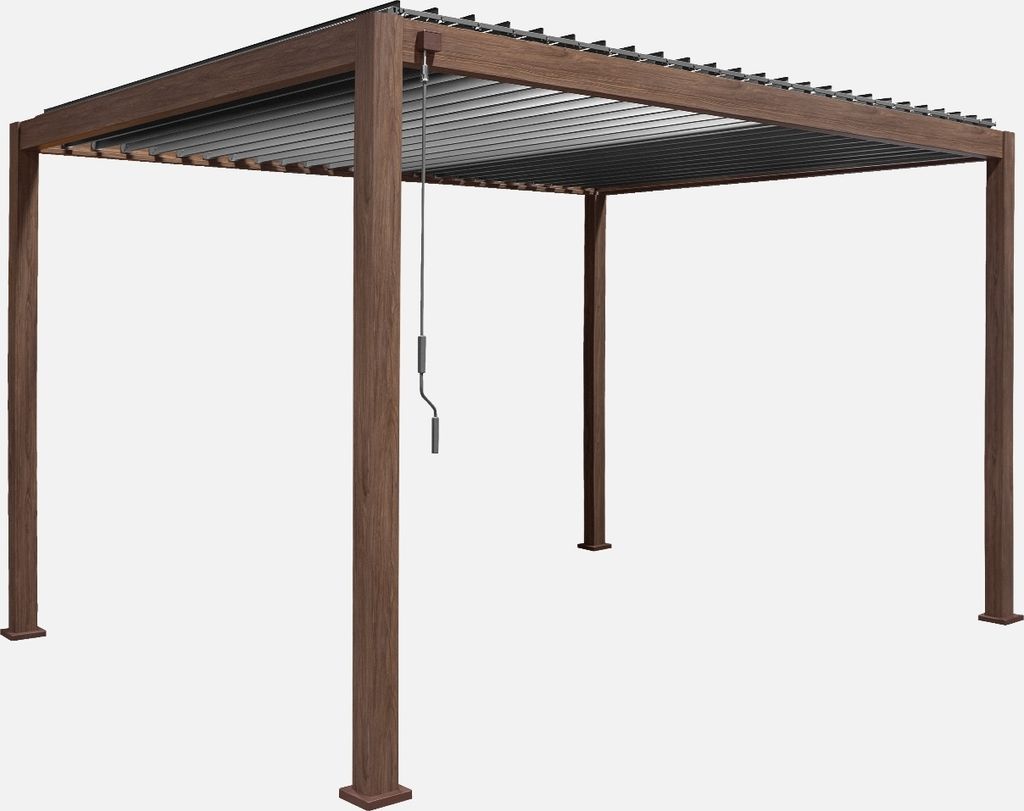 sweeek - Bioklimatische Pergola mit Lamellendach Triomphe 3x4m - Dunkles Holz