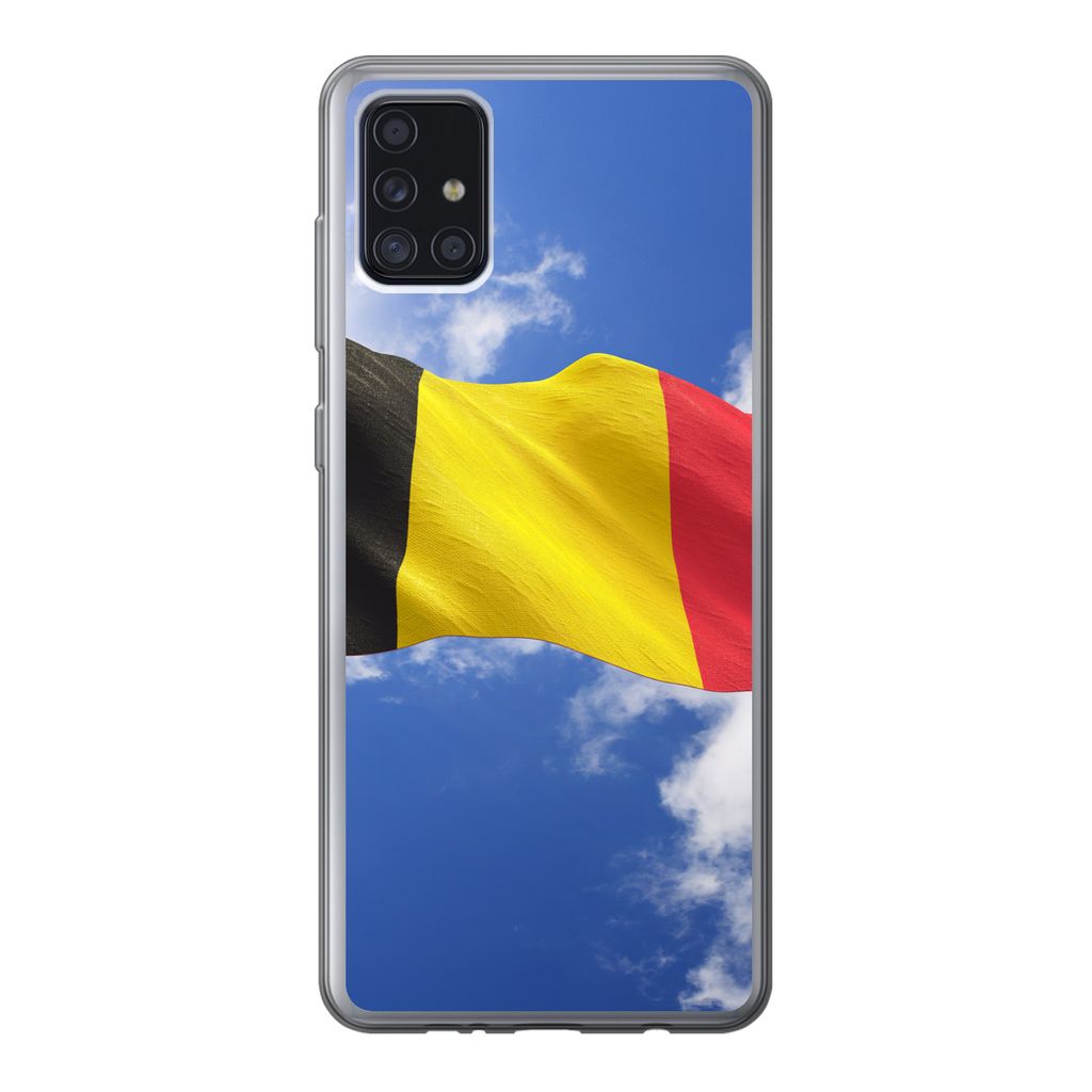 MuchoWow Handyhülle Schutzhülle Hülle für Samsung Galaxy A52 5G Die Flagge Belgiens weht am Himmel Silikon Softcase Handy Hülle - Umschlag