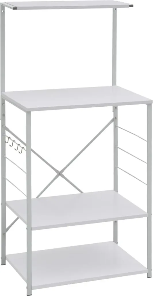 Étagère micro-ondes blanche 123cm de hauteur en bois composite robuste