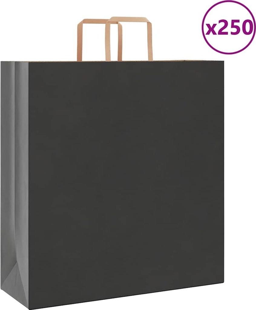Papiertragetaschen 250 Stk. mit Henkeln Schwarz 45x17x48 cm