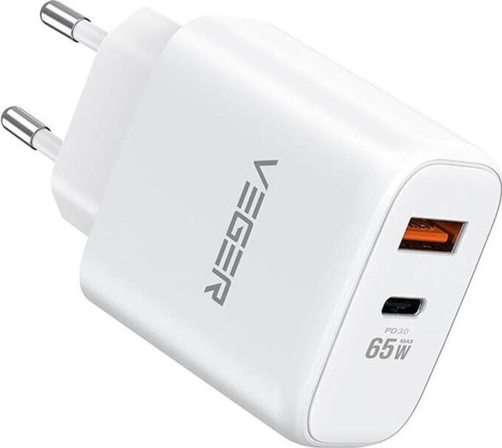 VEGER Reiseladegerät USB A + Typ C PD QC3.0 3.25A 65W TCE650 weiß