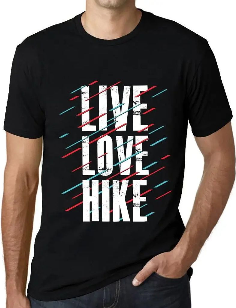 Herren Grafik T-Shirt Live Love & Hike Öko-Verantwortlich Vintage Jahrgang Kurzarm Lustige Druck Geburtstag Geschenk Mann