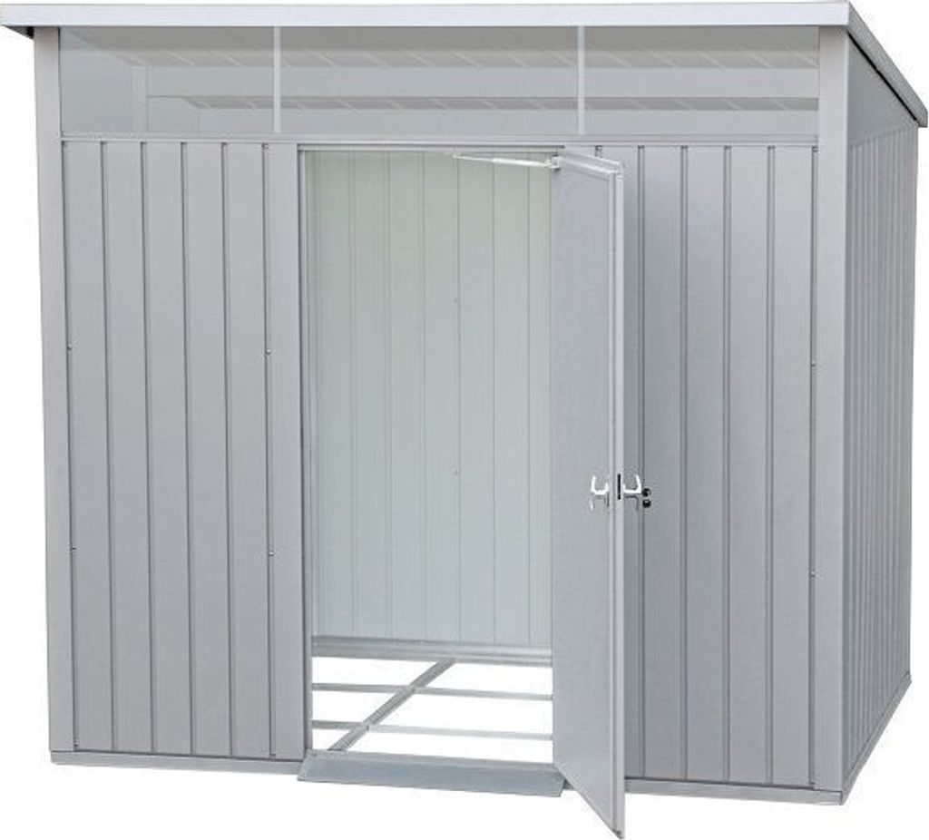 DURAMAX-Metallgerätehaus Palladium 8x6 silber-mit Pultdach Produktbild 