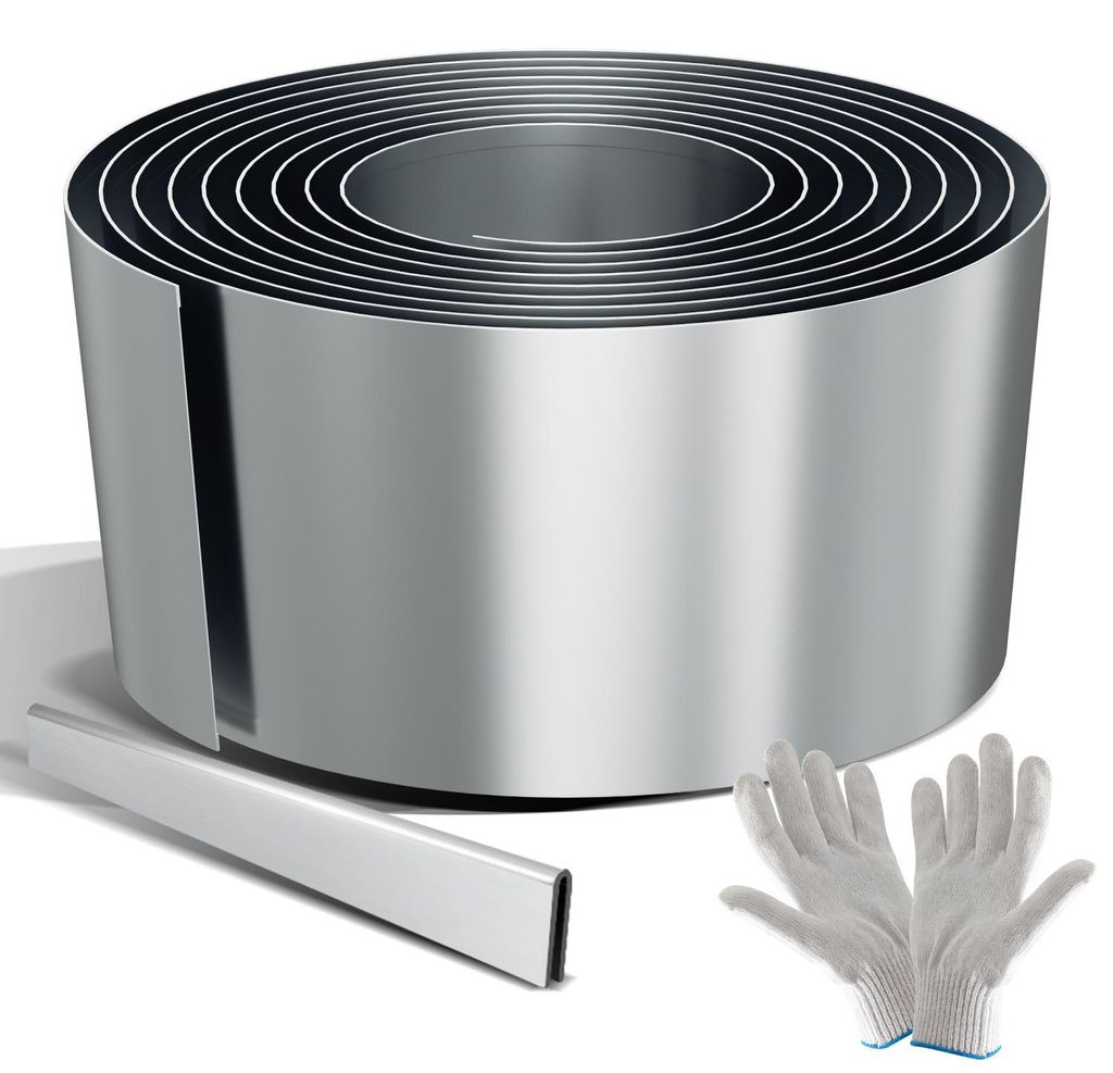 Faziango Rasenkante 15 cm x 40 m Trennrand Beet Zaun Flexibel Pflanzenschutz Garten Einfassung Silber