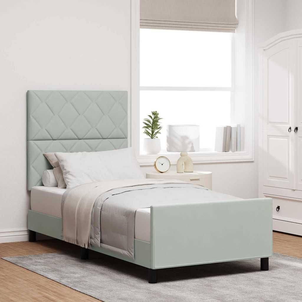 Maison Exclusive - Boxspringbett mit Kopfteil Hellgrau 90 x 190 cm Samt