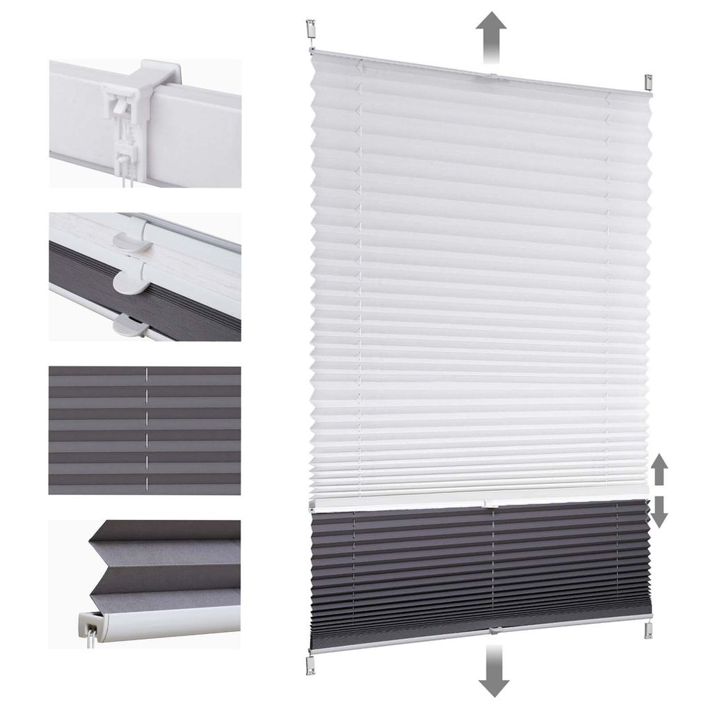 Sekey Plissee 40×120 cm ohne Bohren Day+Night Produktbild 